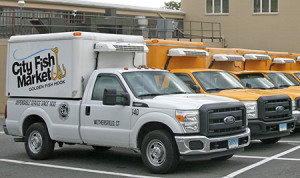 yellow trucks deliver seafood all over connecticut, massachusetts and rhode island