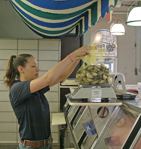 seafood market shellfish counter