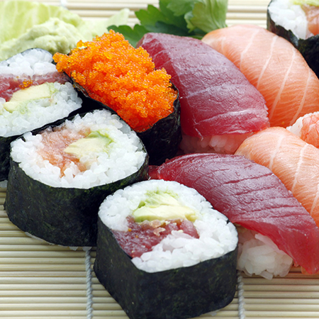 Sushi, raw fish