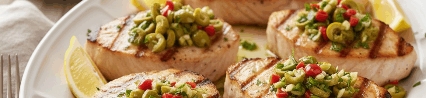 Swordfish Songana with Green Olive Relish in Hartford CT