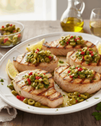 Swordfish Songana with Green Olive Relish in Hartford CT