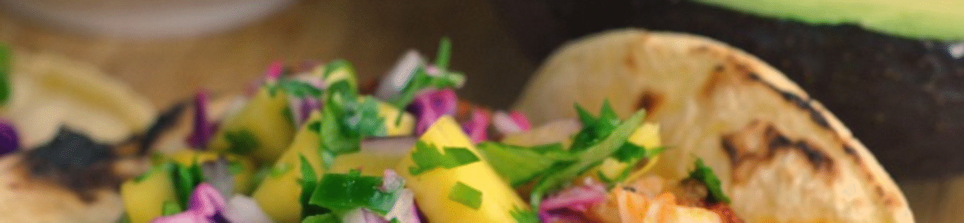 Blackened Rainbow Trout Tacos with Mango Jalapeño Slaw & Chipotle Crema