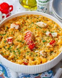 Lobster Mac and Cheese Rich, creamy mac and cheese loaded with fresh City Fish Market lobster meat and a golden buttery breadcrumb topping.