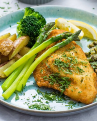 Crispy Parmesan-Crusted Flounder with Lemon Garlic Butter